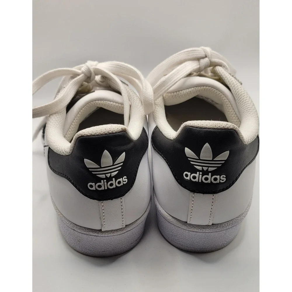White Adidas Superstar Womens Leather Lace Up  Sneakers Size 6.5